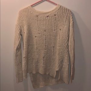 Calvin Klein White Ripped Sweater